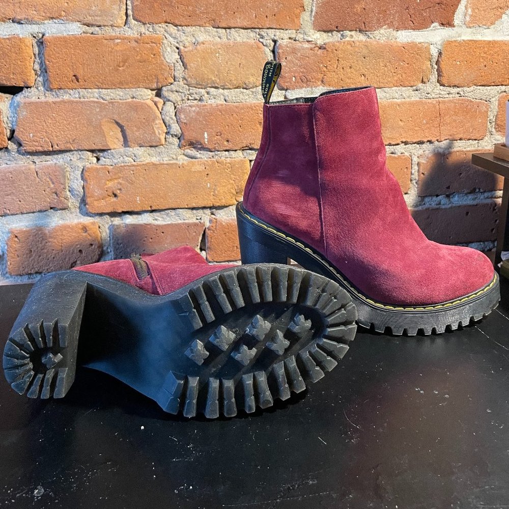 Dr. Martens red/maroon heel boot with zipper
